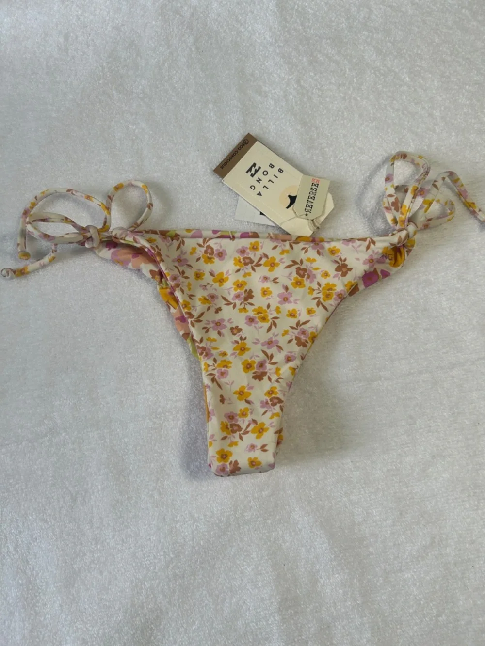 Billabong Small Bottoms Bikini Sungazers Reversible Tie Tanga Multi floral NWT - Picture 3 of 13